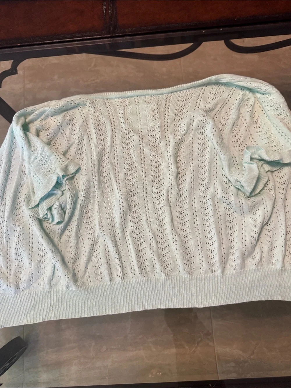 Vintage Justice Mint Short-Sleeve Openwork Cardigan
